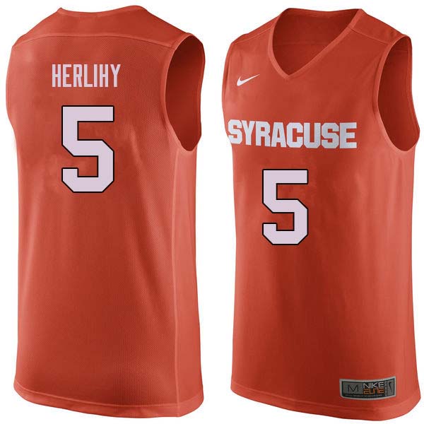 Men #5 Patrick Herlihy Syracuse Orange College Basketball Jerseys Sale-Orange